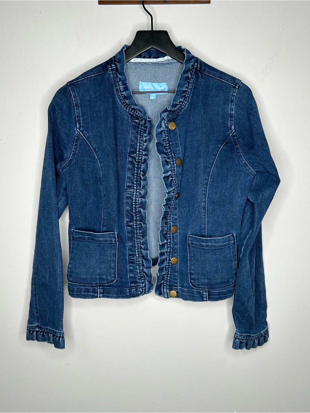 Draper James Ruffle Denim Jacket Size M
